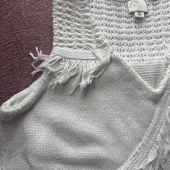 Anthropologie L Pacific Fringed Tank White Knit Fringe Blouse - Picture 3 of 5